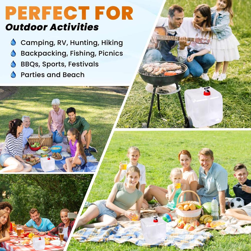 15L Portable Collapsible Large Capacity Water Bottle Container With Spigot Water Storage For Outdoors Hiking Camping Picnic