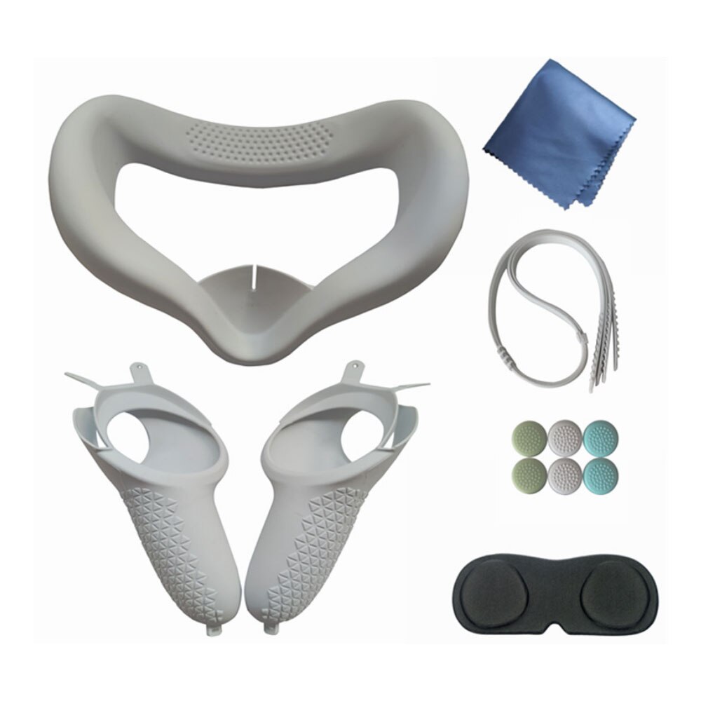 Silicone VR Lens Cover Gaming Headset Face Pad Skin Rocker Cap Set for For Oculus Quest2 Vr Accessories