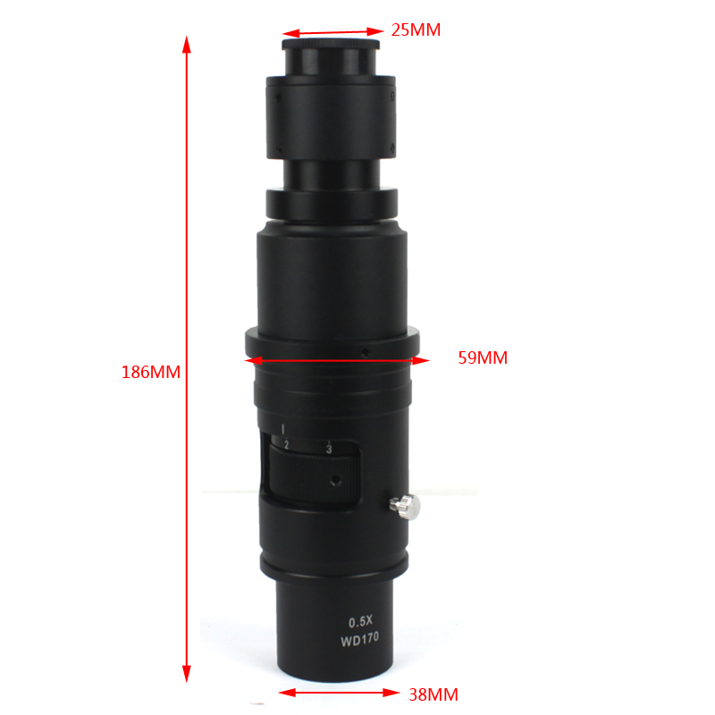 Adjustable Magnification 100X 130X 180X 200X 300X 360X 500X Zoom C Mount Lens For HDMI VGA USB Industry Video Microscope Camera