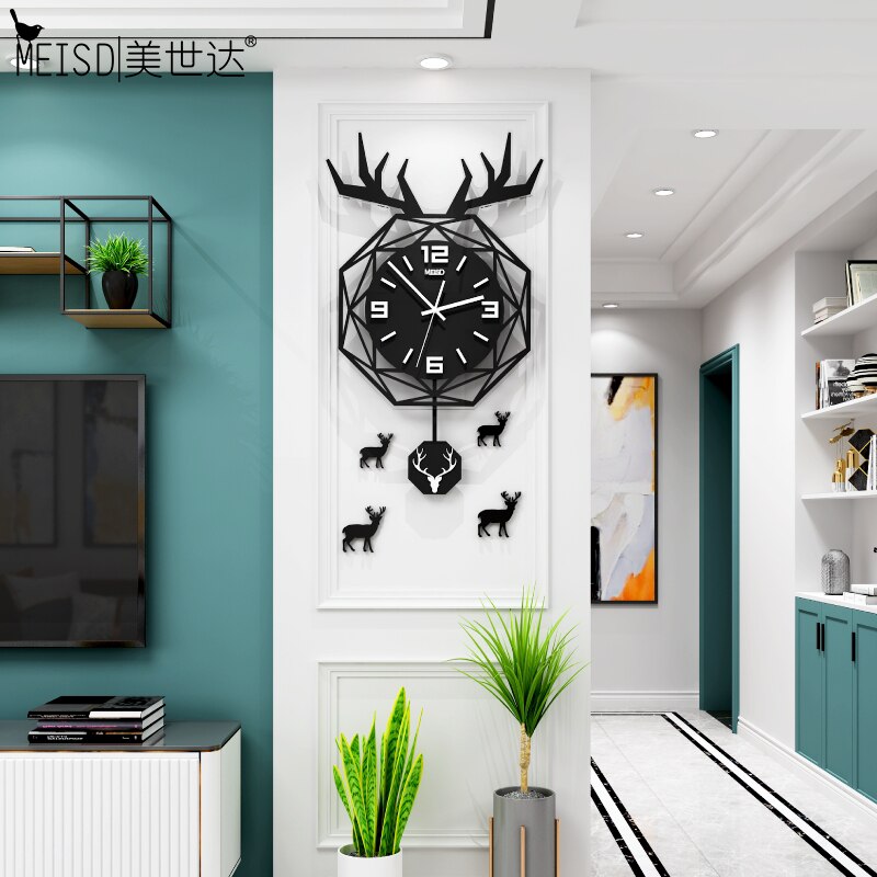 MEISD Modern Wall Clock Luminous Black Room Watch Pendulum Wall Decoration Mirror Stickers Quartz Horloge