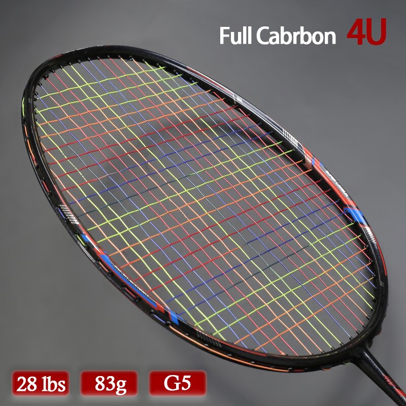 Sparkling Light Weight 4U 83g Carbon Fiber Badminton Rackets Offensive G5 Colorful Strings Racquet Bag Speed Sport