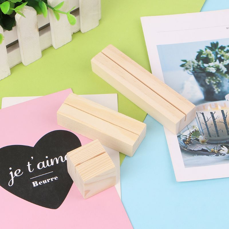 1PC Bevel Natuurlijke Houten Memo Clips Foto Houder Klemmen Stand Kaart Desktop Bericht Ambachten