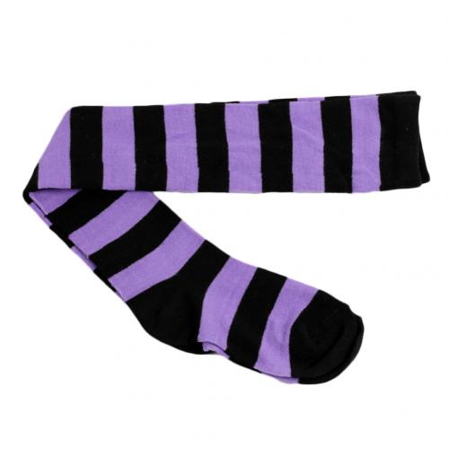 Long Stripe Printed Thigh High Striped Cotton Socks Women Christmas Color Striped Over The Knee Thigh High Stockings: 10Purple Black