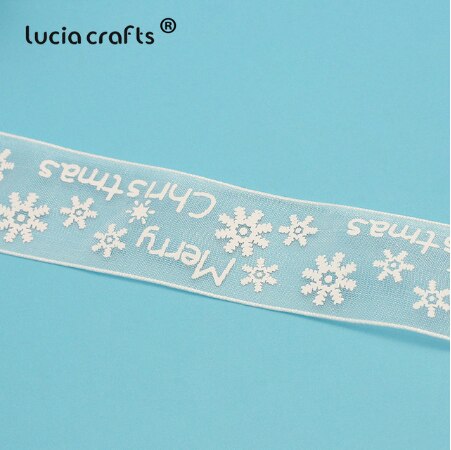 Lucia crafts 5 yard 10mm/25mm snefnug organza bånd diy bowknot indpakning til juledecorp 0303: C5 25mm
