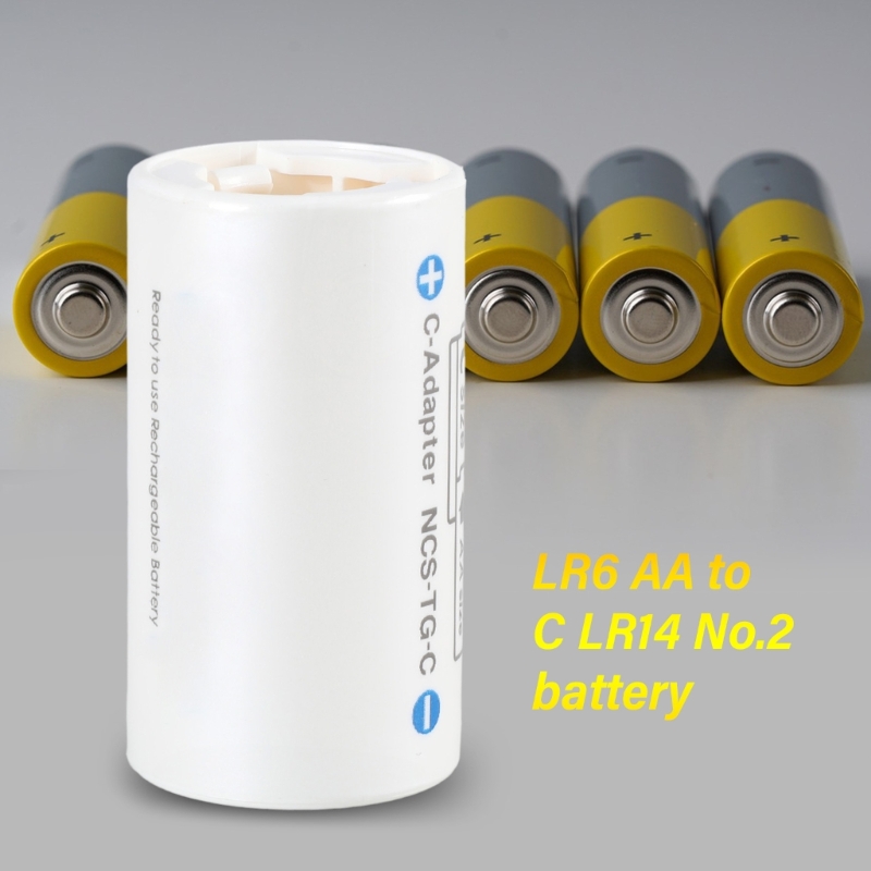 Estojo adaptador conversor bateria lr6 aa para lr14 c, amplia a usabilidade suas baterias para eletrônicos