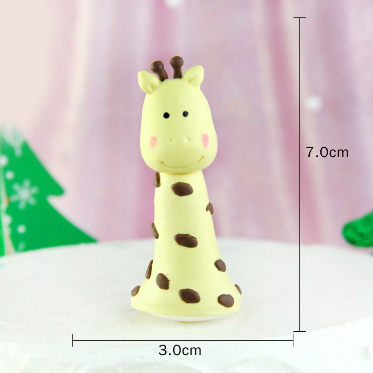 Jungle Animals Cactus Cake Toppers Happy Birthday Decorations For Children's Day Boy Girl Party Baking Sweet LoveGifts Supplies: Clay giraffes