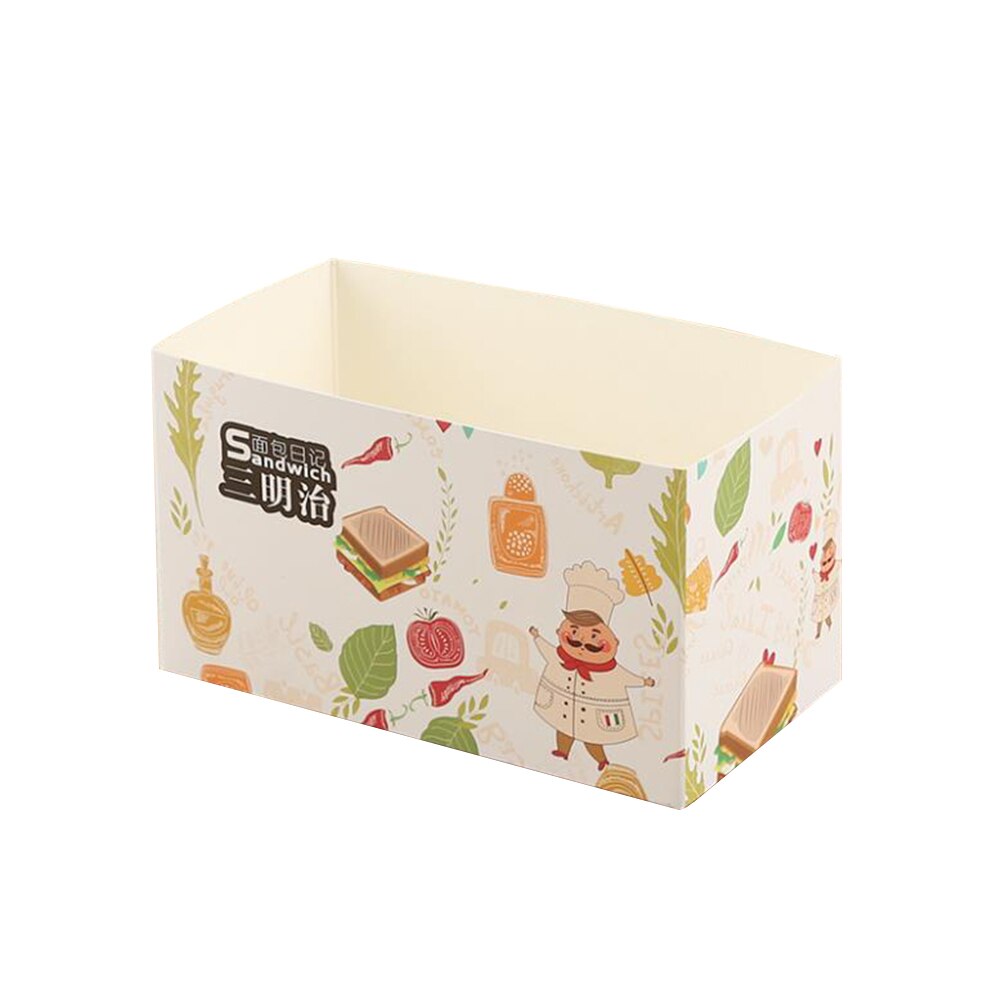 50pcs Cake Packaging Box Sandwich Wrapping Paper Thick Egg Toast Bread Breakfast Packaging Box Burger Oil Paper Tray: D