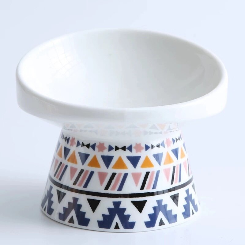 Non-slip Ceramic Cat Bowl Feeder with Raised Stand Bone China Cervical Protect Food Water Cat Bowl Ceramic Small Dog Pet Supply: E
