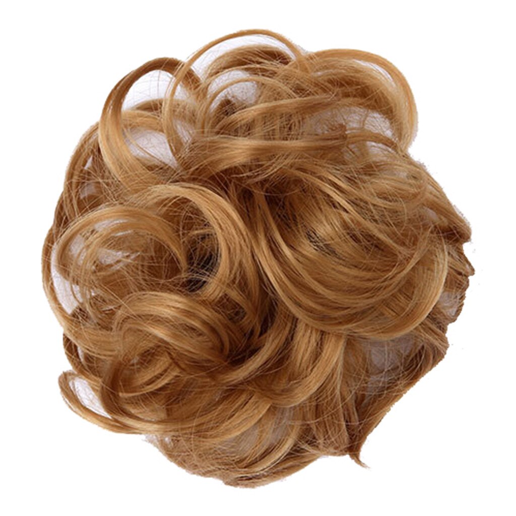 Hair Circle Wigs Synthetic Hair Ring Messy Wrap For Hair Extension Donut Curly Elastics Women Hairs Tail Ponytail Accessory: C