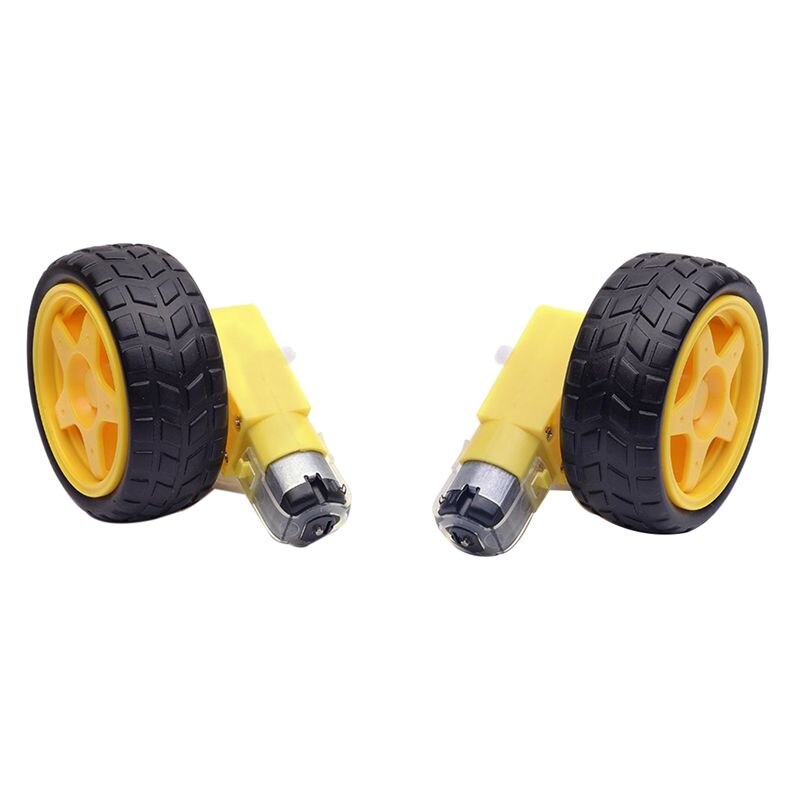 2Pcs Plastic Tire Wheel with Gear Motor Dual Shaft for Smart Car Robot Arduino (Pack of 2)