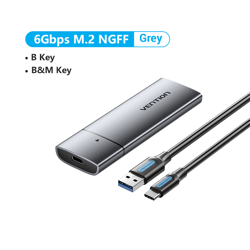 Vention M.2 NVMe SSD Enclosure NVMe SATA to USB 3.1 Gen2 C 10Gbps SSD Adapter Support Phone Tablet PC USAP NVMe M2 SSD Case: Silver