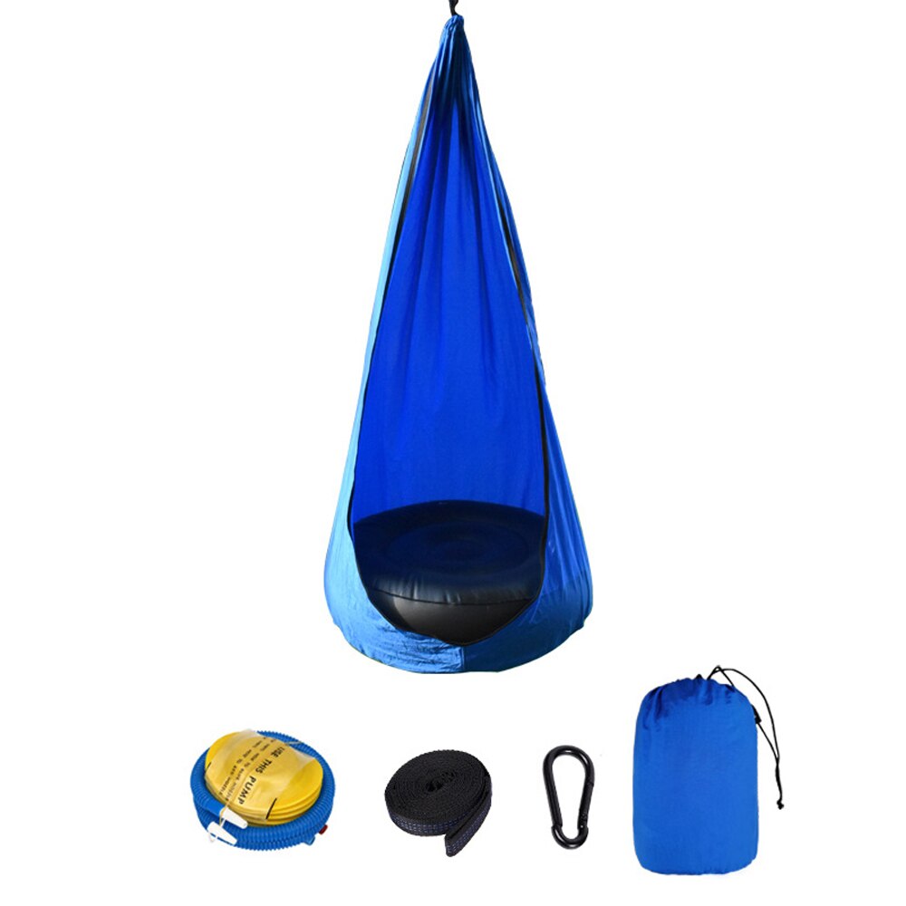 Cadeira portátil das crianças pára-quedas pano balanço cama inovadora pátio interior cadeira com almofada de ar cadeira de rede vagens balanço: royal blue