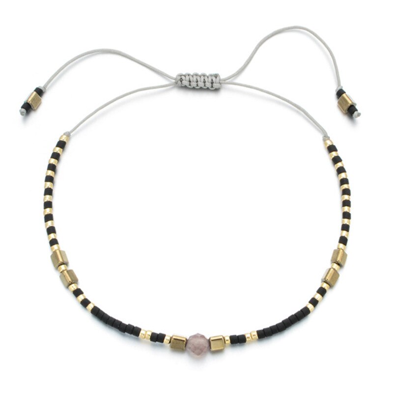 Boheme tynde miyuki beaded sten krystal armbånd & amp; armbånd til kvinder håndlavede vintage armbånd med etnisk knude: Rb388-4