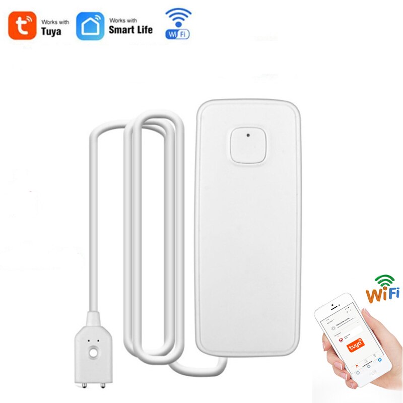 Wifi Water Detector Leakage Sensor Alarm Built in Siren Sound Tuyasmart Smart Life APP Notification Flood Alert Overflow Safety