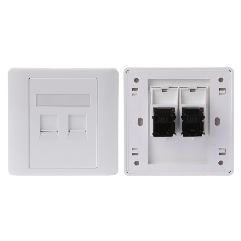2 Ports CAT5 RJ45 Network Wall Plate With Female To Female Connector