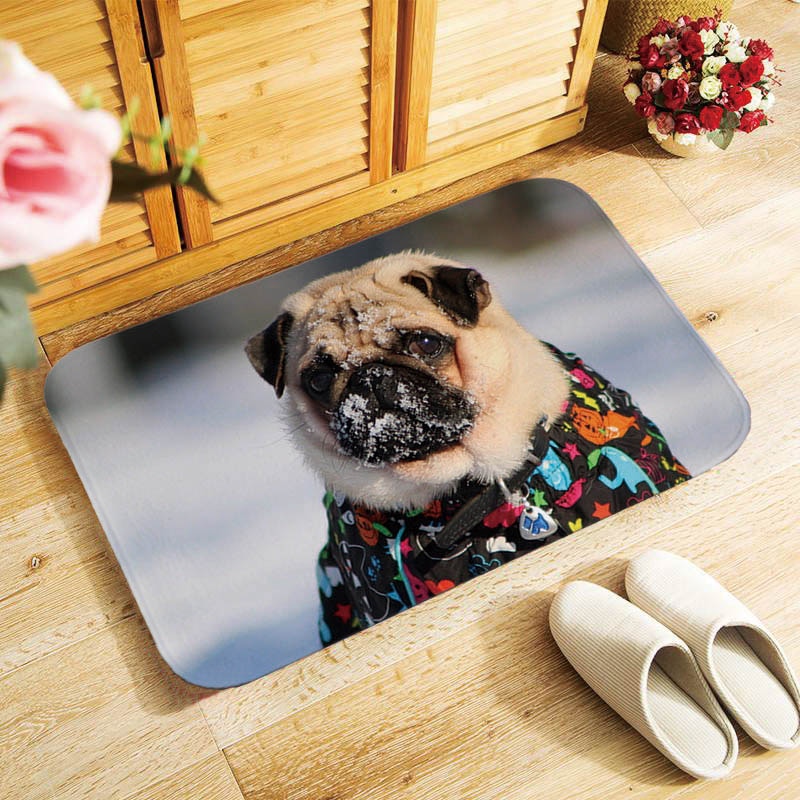 Adorkable Pug dogs printed doormat Entrance floor mats soft door mat antislip 40x60cm Bathroom Mats, Canis lupus familiaris QX