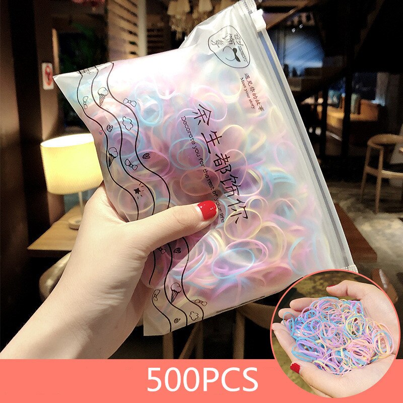 2500pcs Meisjes Elastieken Haarbanden Haar Ring Wegwerp Paardenstaart Houder Rubber Band Scrunchies Kids Gum voor Haar Accessoires: H21