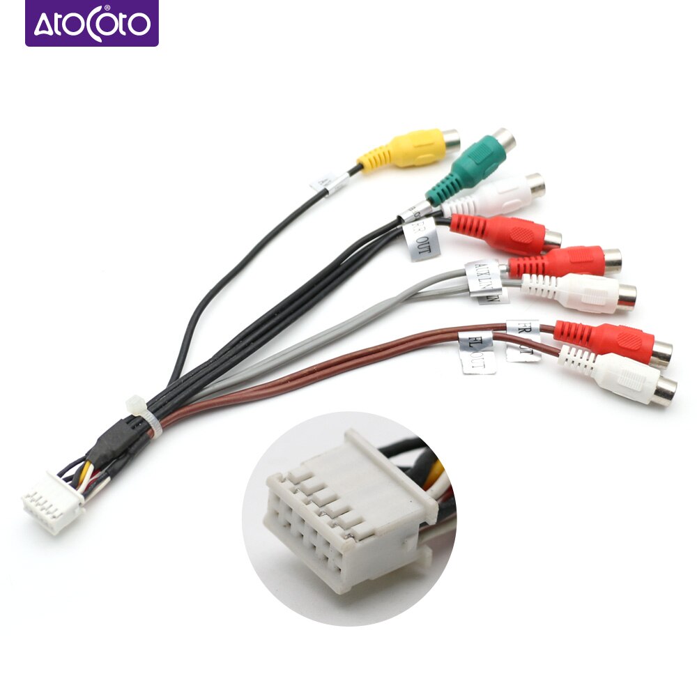 12 Pin Universal RCA Output Wire Harness Aux in Subwoofer Cable Adapter Wiring Connector Android Radio Car Accessories