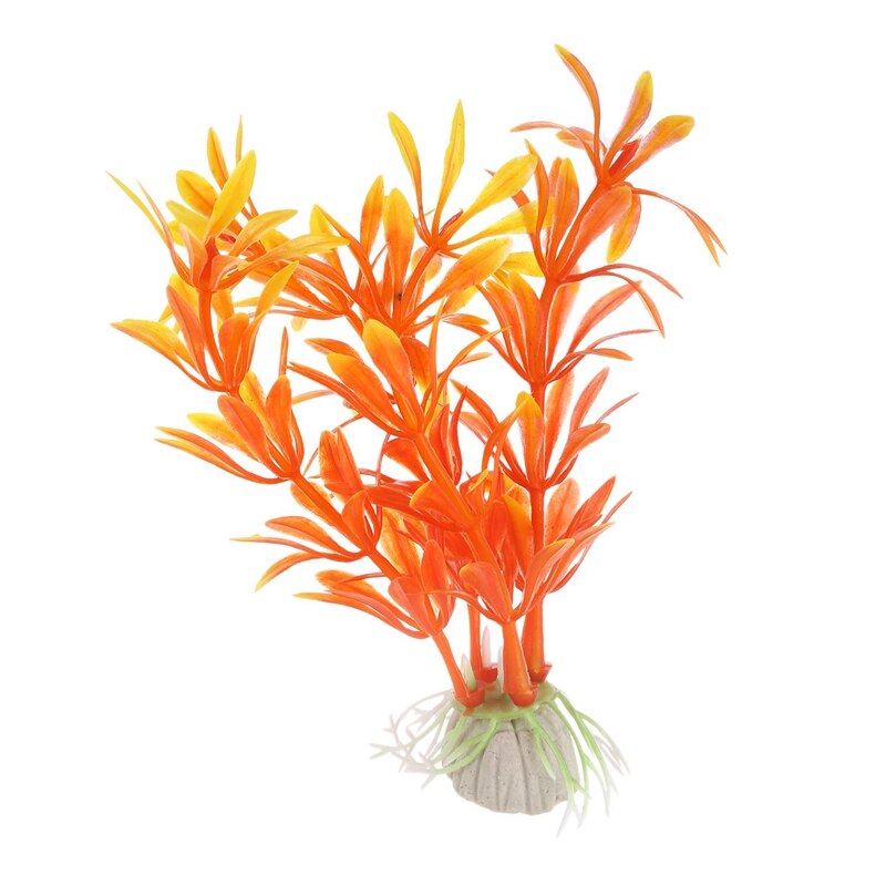 10 X Gemengde Kunstmatige Aquarium Fish Tank Water Plant Plastic Decoratie Ornament Met 12 X Kat Kraag En Bel
