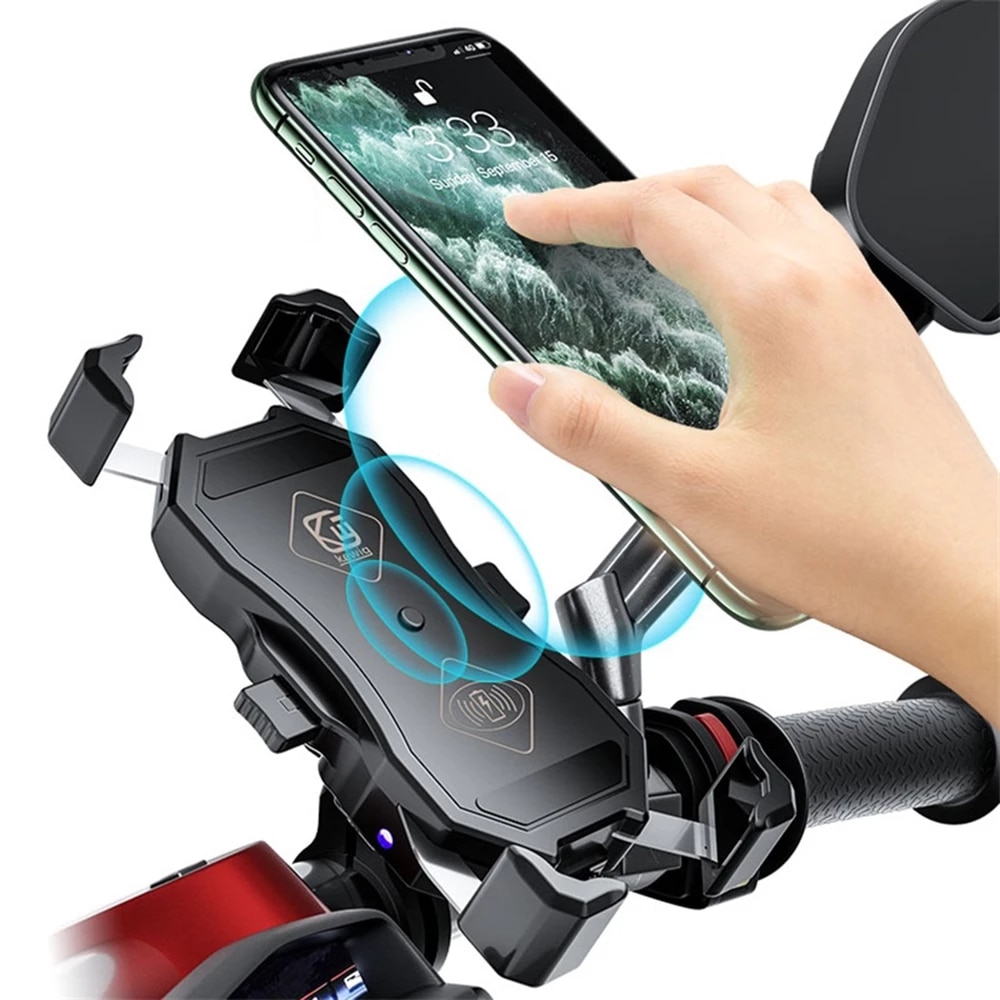 3,5-6,5 Zoll Telefon Halfter Motorrad QC 3,0 Drahtlose Ladegerät Lenker Fahrrad Halterung Schnell Ladung USB Ladegerät GPS Montieren halterung