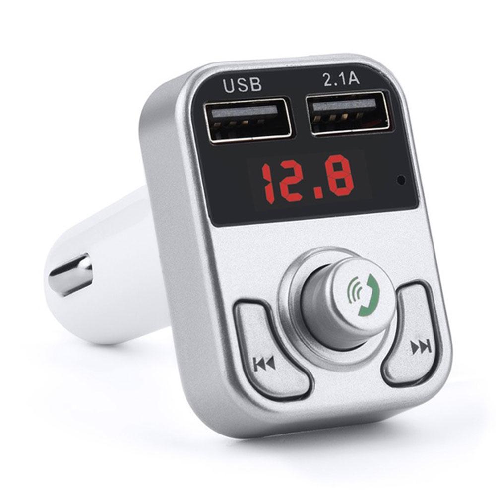 Universele Fm-zender MP3 Bluetooth Ontvanger Aux Stereo Auto Auto Fm-zender Draadloze Radio Adapter Fm Adapter: Silver