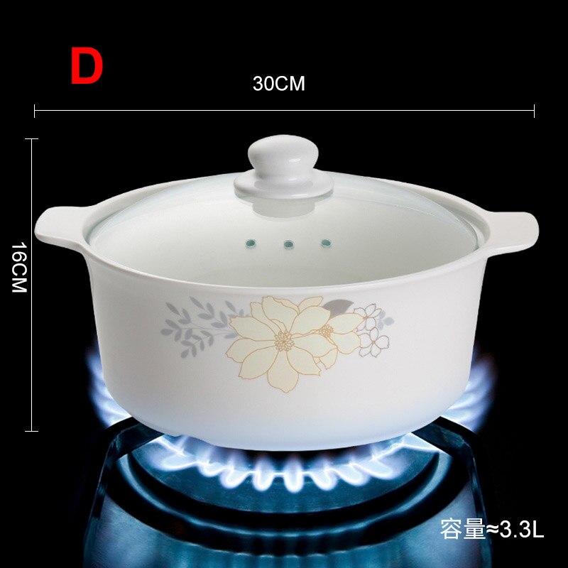 Just one pot Casserole heat-resistant health stew pot ceramics Soup pot stew pot open flame household gas porcelain pot: D