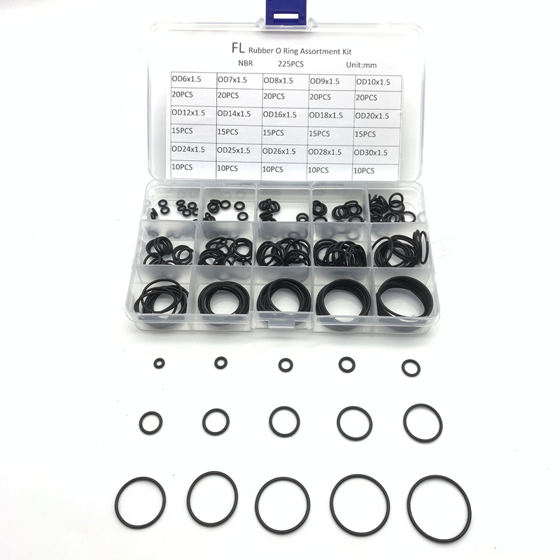 Doos Rubber NBR O Ring CS 1.5mm Assortiment Zwarte O-Ring Afdichting Set Nitril Ringen Voor Auto O Ring Kit: Black