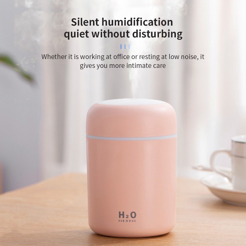 Mini Portable USB Humidifier Car Air Purifier Colorful Night Light Timed Shutdown Mute for Car Baby Room Bedroom Office 300ML