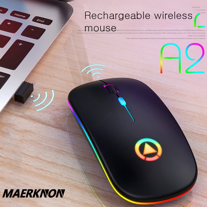 Wireless Mouse Rechargeable Lightweight Portable LED Colorful Light Mute Mouse Optical Bluetooth Mice For Laptop PC игровая мышь