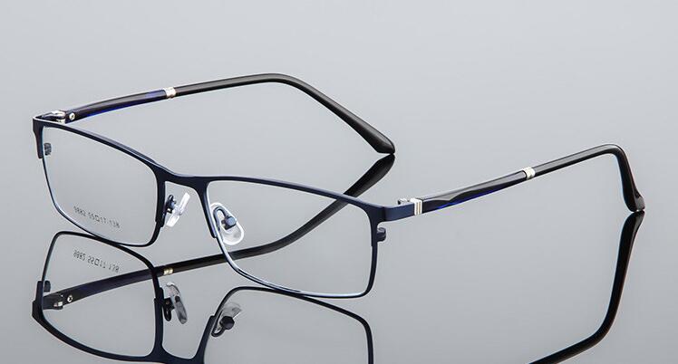 Mannen Brillen Frame Pure Titanium Optische Bril Recept Bril Volledige Rand Brillen Metalen Frame Bril Frame: Blue