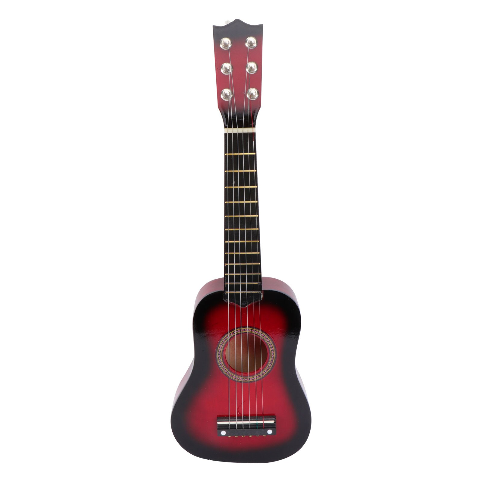 Guitarra acústica portátil de madera para niños, instrumento de tamaño pequeño, en pulgadas, Rojo: Marrone