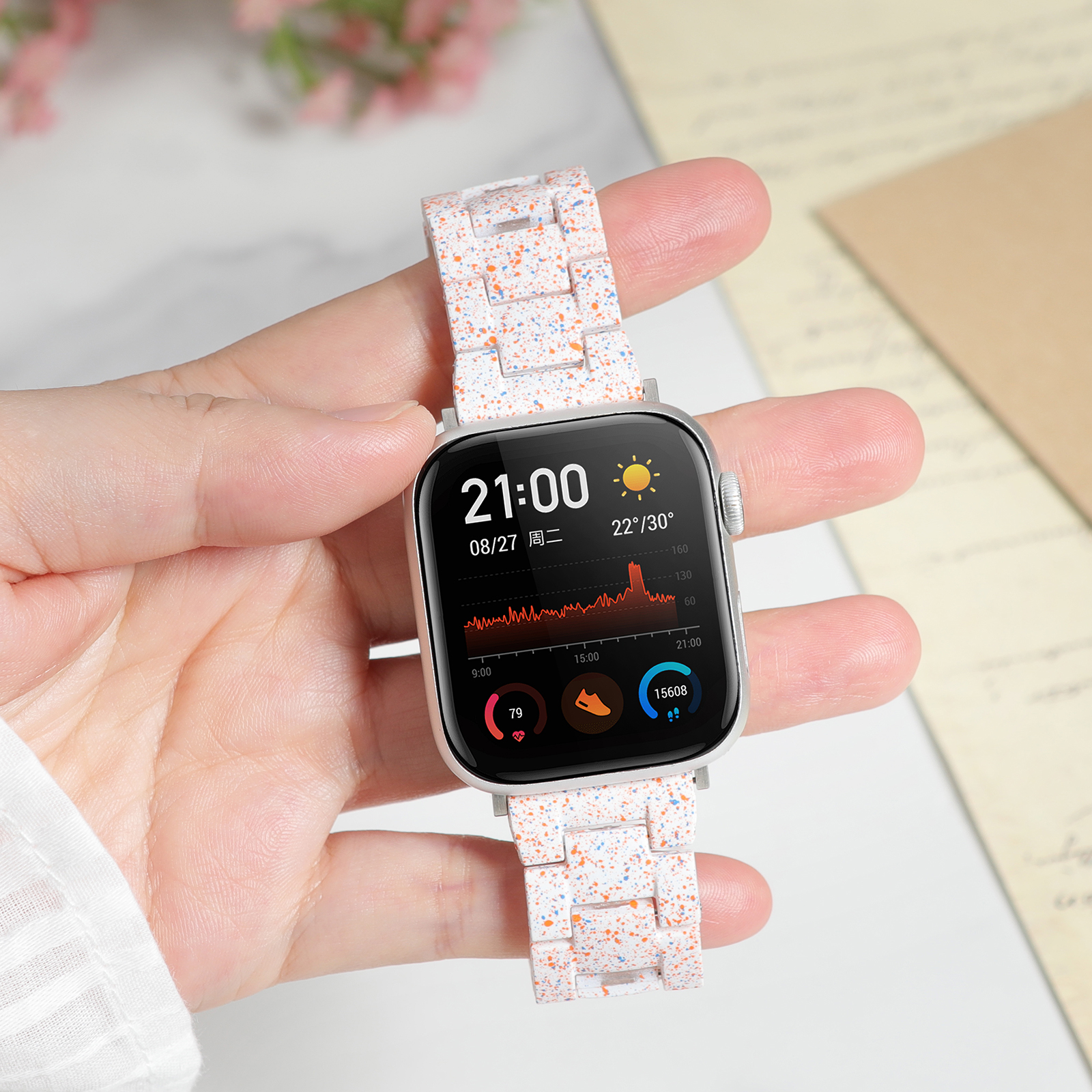 Correa redmi watch 4 -reimer luksuriøs harpiksrem til xiaomi band  mi 8 pro 9 pro smartklokke redmi watch 5 correas 3 5 active armbånd: S / Hvit