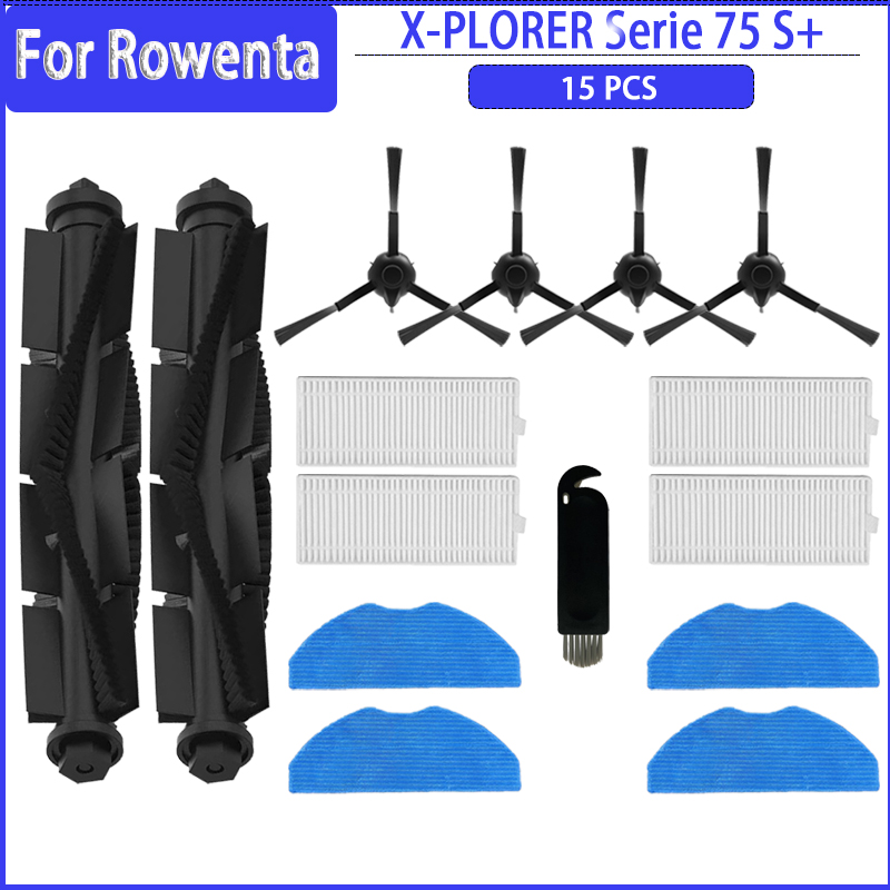Belangrijkste Zijborstel Filter HEPA Mop Doek Voor Rowenta X-PLORER 75S + RR8567WH RR8587WH Robot Stofzuiger Onderdelen accessoires