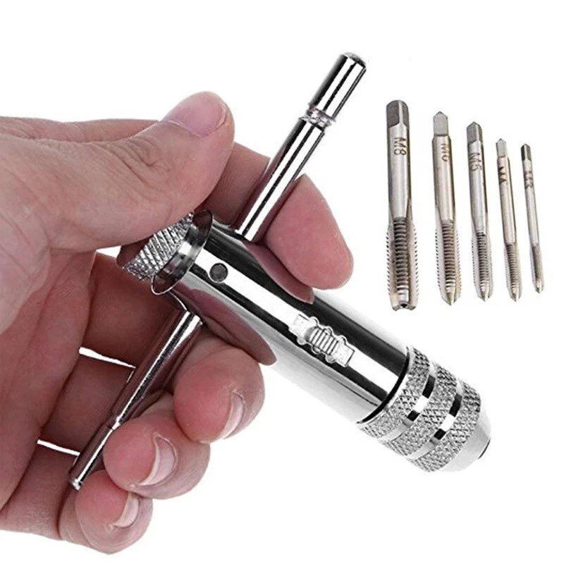 5Pcs Metrische Tap Set Van Kranen Boren Hand Tool Sets M3-M8 Machine Spiraal Punt Schroefdraad Kranen En sterft Set Metaal Hout