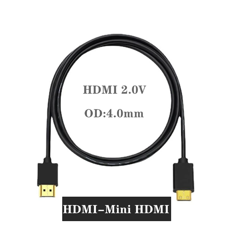 Supermyk mikro-hdmi til hdmi til mini mini-hdmi-kompatibel kabel ultratynn 4k bærbar kort hdmi tv pc kort kabel: Svart / 3m
