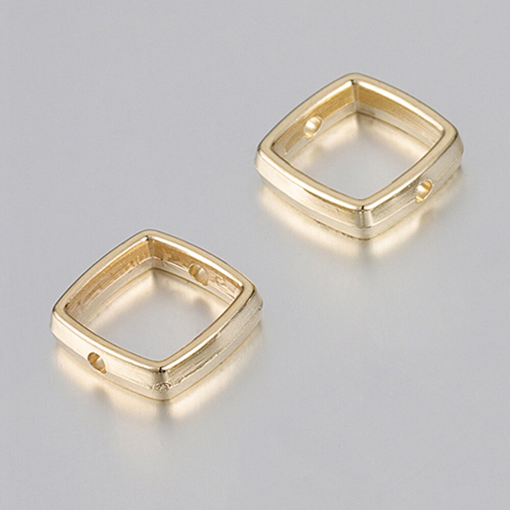 50 sztuk Love Heart dwa otwory CCB koraliki rama Spacer koraliki naszyjnik DIY złącza bransoletki wisiorki akcesoria do wyrobu biżuterii: 14mmSquare-KC Gold