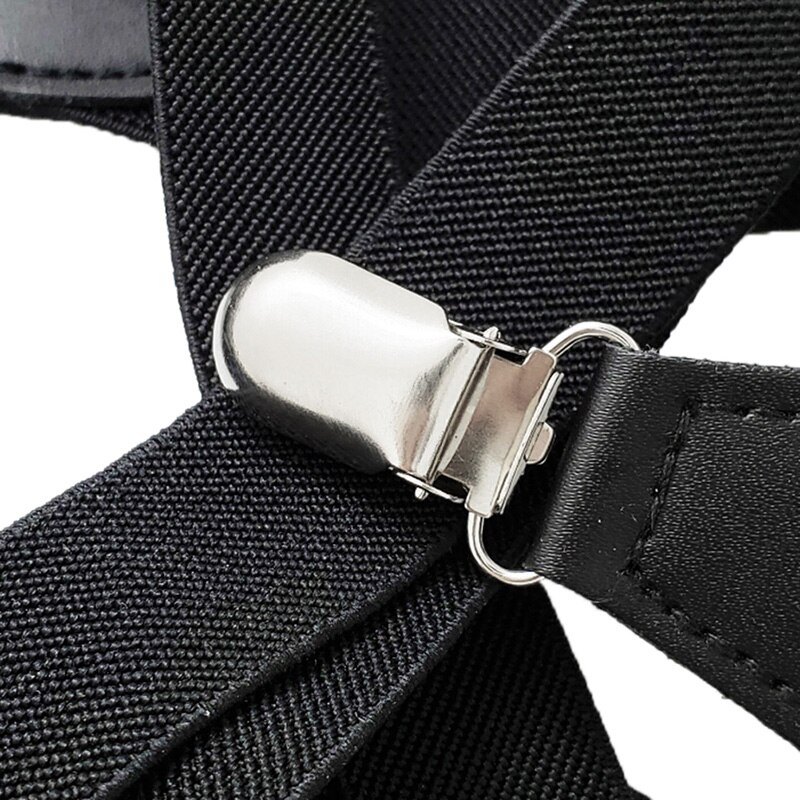 Bretelles hommes large réglable quatre Clip-on x-back élastique noir bretelles robustes bretelles hommes