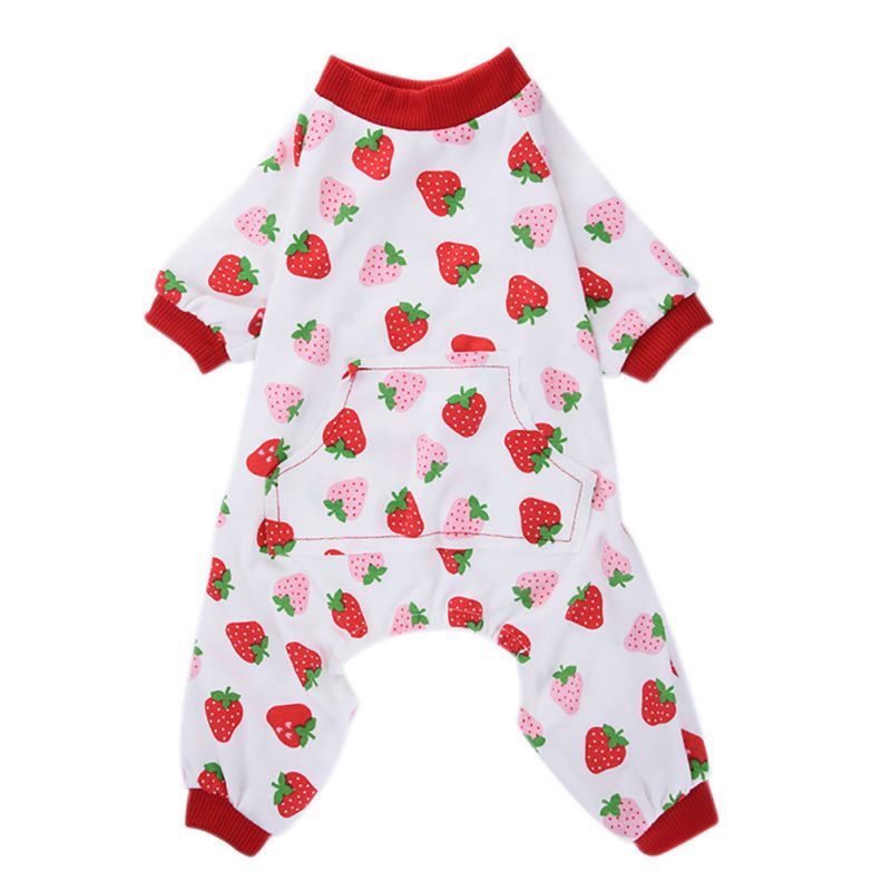 Honden Katten Katoen Vlekken Leuke Kleding Pyjama Pet Patroon Aardbei Pyjama Vis Zomer Huisdier Qgnv: Strawberry pattern / S