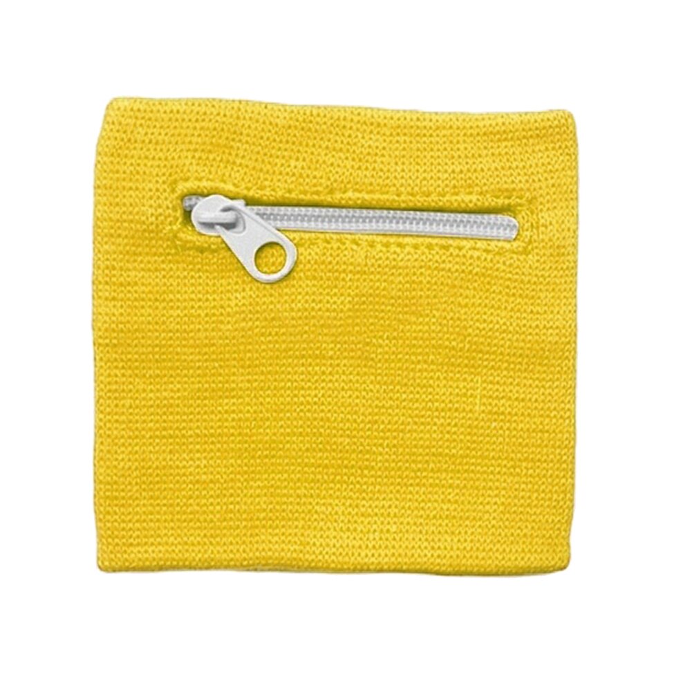 Mini pulsera deportiva con cremallera, monedero, porta llaves, bolsa de muñeca de algodón, novedad: YELLOW