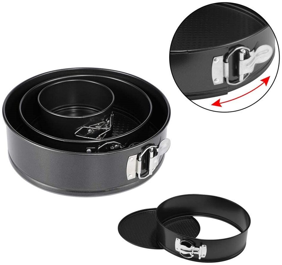Geekhom Cake Pan Tin Ronde Bakken Tin Met Flat Base Ronde Cake Tin Bakvorm Set Van 3 10/18/22 Cm Cake Bakken Tin Bakvormen