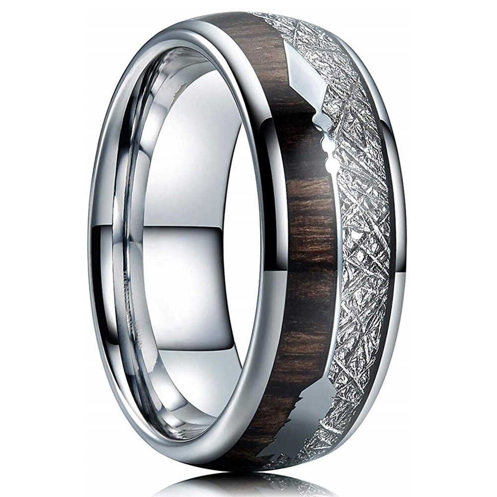 Stainless Steel Ring Wood Inlay Arrow Inlay Ring Wedding Men Jewelry