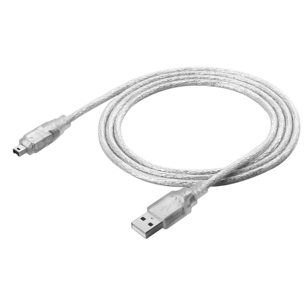1.2m USB 2.0 Male Naar Firewire iEEE 1394 4 Pin Male iLink Adapter Kabel Man Op Man kabel Zilver & Transparant