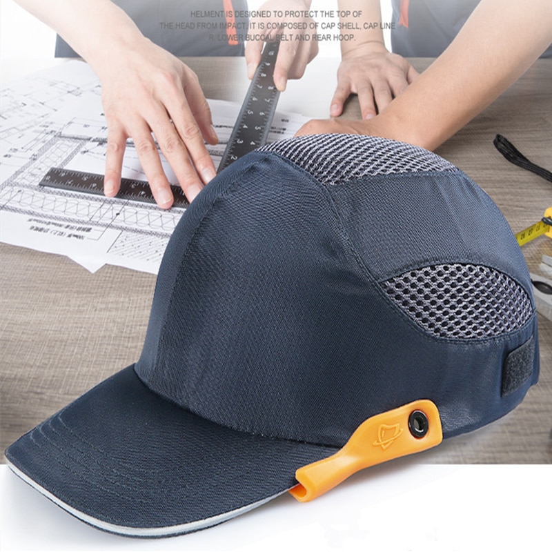 Safety Bump Cap With Reflective Stripes Lightweight and Breathable Hard Hat Head Helmet Workplace Construction Site Hat Black
