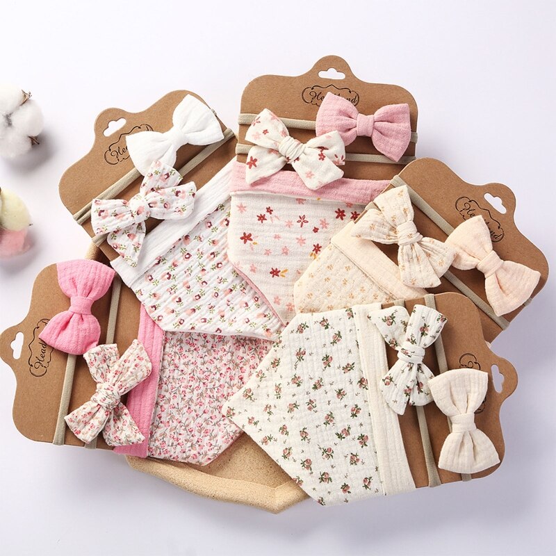 3 pz/set cotone bavaglino fiocco fascia pulsante regolabile triangolo Saliva asciugamano stampa neonato ragazzo ragazza alimentazione Burp panno