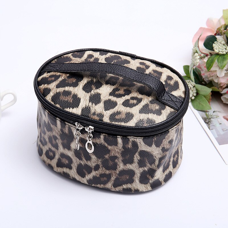 Leopardo profissional saco de cosméticos casos nova moda impressão pu feminino compõem saco organizador de viagem caixa de maquiagem saco de beleza