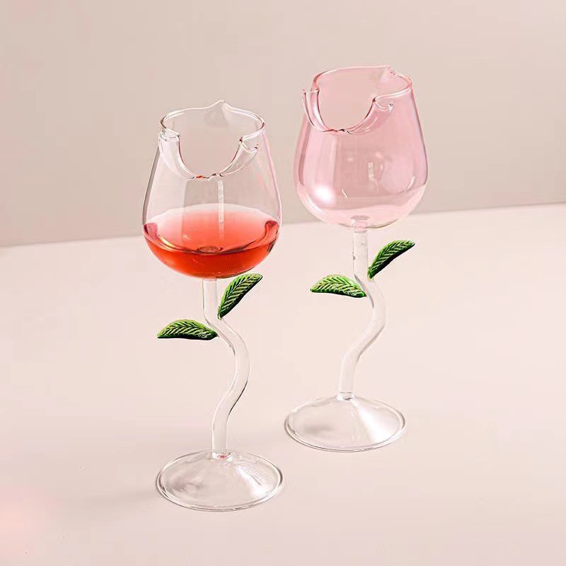 Copas de vino tinto en forma de rosa, copa de vino con forma de rosa de colores, 150/400ml, copa de cóctel