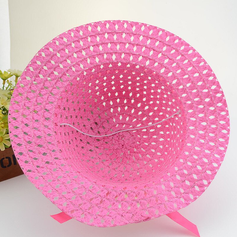 Boy Girl Child Straw Hats And Bag Set Summer Flowers Sun Hats For Kids Children Beach Hats Breathable Foldable Sunscreen Sun UV
