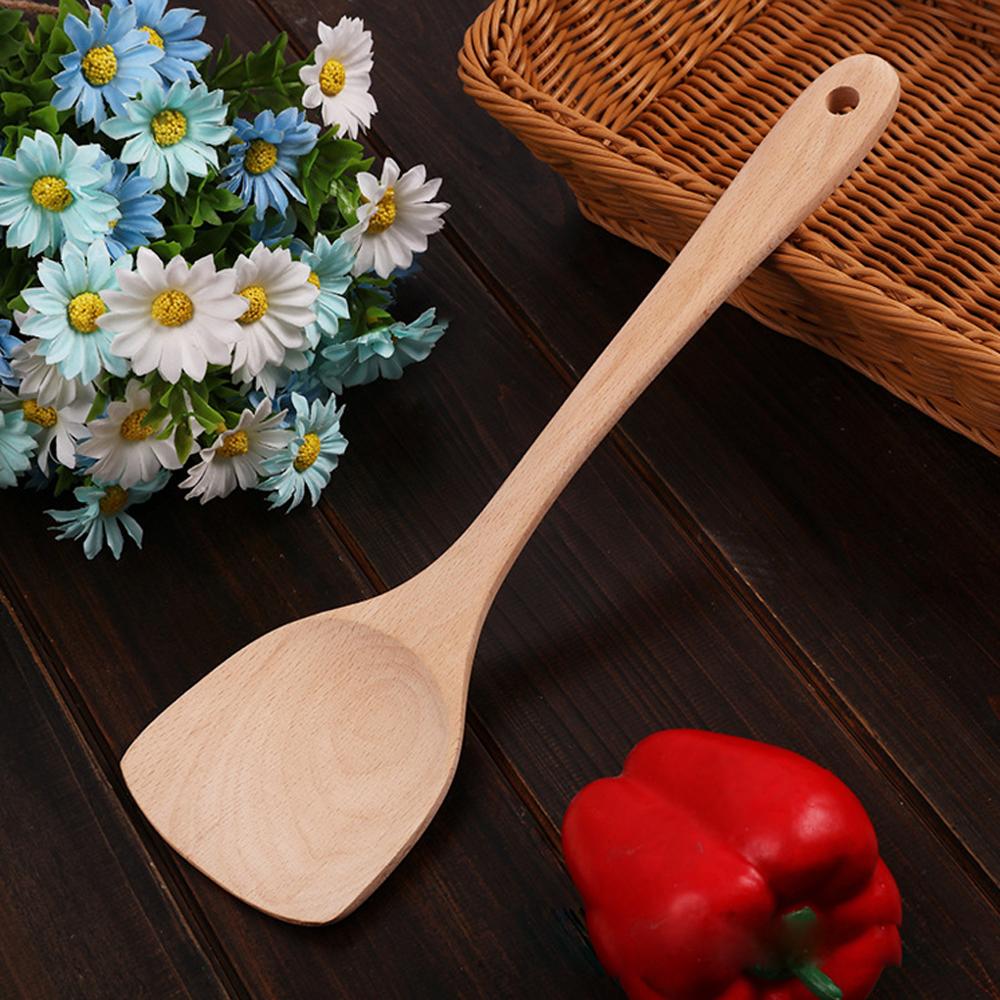 Spatola In Legno Naturale Con Manico Lungo – 31x8,5 Cm – Resistente Al Calore – Cucina Ecologica