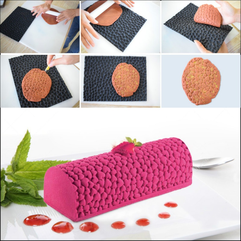 Silicone Swiss Cake Mould Yule Log Mold Large Buche Form Silicon Fondant Mat Impression Lace Moulds