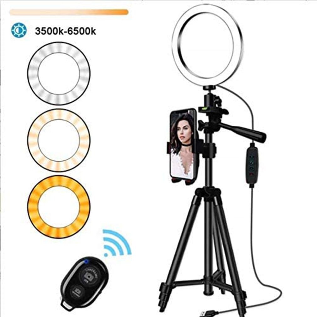 8 pouces Led réglable anneau lumière avec trépied téléphone Mobile contrôleur sans fil en direct beauté lampe Dimmable photographie lumière 10000